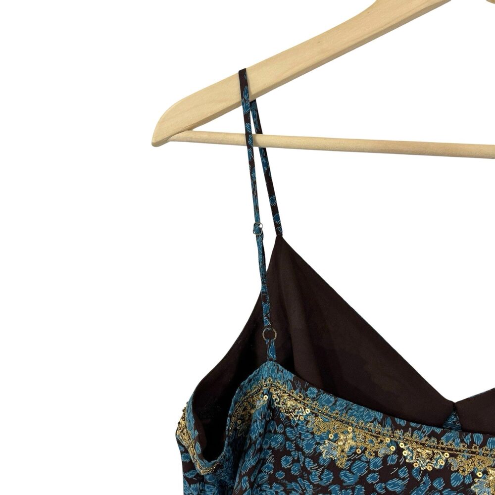 Vintage Y2K Valerie Stevens 14 Silk Cami Camisole Crop Tank Gold Boho Womens - Picture 10 of 11